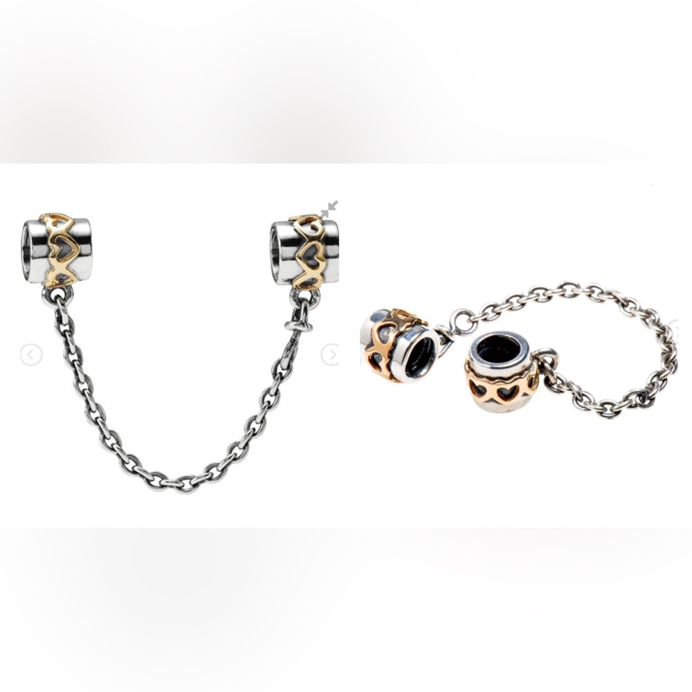 SOLD…AUTHENTIC PANDORA SS Bracelet with SS and 14k Gold Charms - Picture 10 of 15